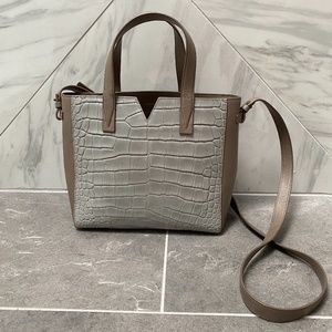 Vince Women Croc‎ Embossed Leather Baby "V" Tote